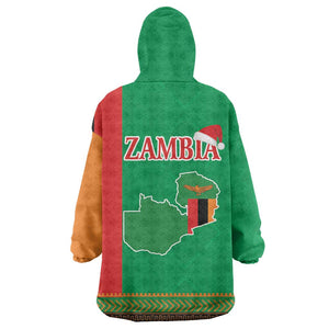 Afro Zambia Christmas Kid Wearable Blanket Hoodie Coat Of Arms With Kente Pattern