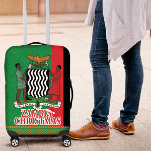 Afro Zambia Christmas Luggage Cover Coat Of Arms With Kente Pattern