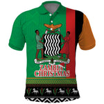 Afro Zambia Christmas Polo Shirt Coat Of Arms With Kente Pattern