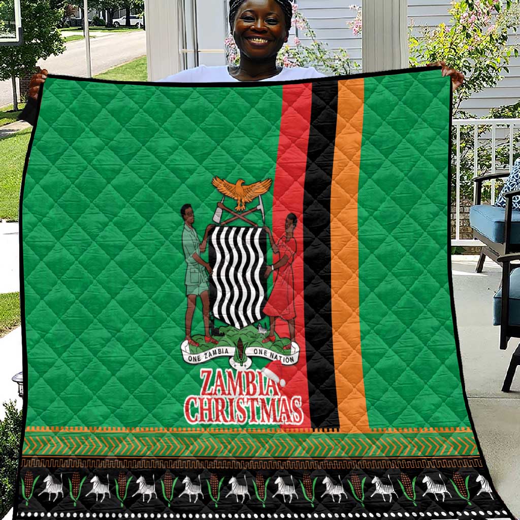 Afro Zambia Christmas Quilt Coat Of Arms With Kente Pattern