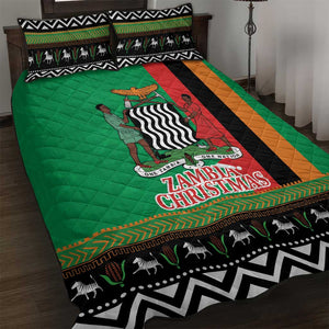 Afro Zambia Christmas Quilt Bed Set Coat Of Arms With Kente Pattern