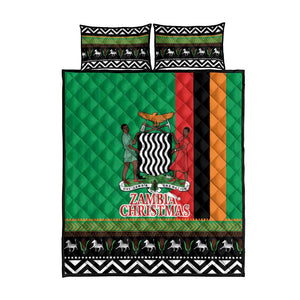 Afro Zambia Christmas Quilt Bed Set Coat Of Arms With Kente Pattern