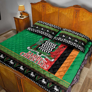 Afro Zambia Christmas Quilt Bed Set Coat Of Arms With Kente Pattern