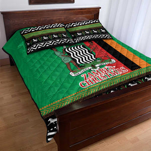 Afro Zambia Christmas Quilt Bed Set Coat Of Arms With Kente Pattern