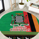 Afro Zambia Christmas Round Carpet Coat Of Arms With Kente Pattern