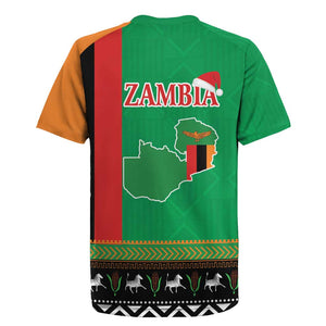 Afro Zambia Christmas Rugby Jersey Coat Of Arms With Kente Pattern