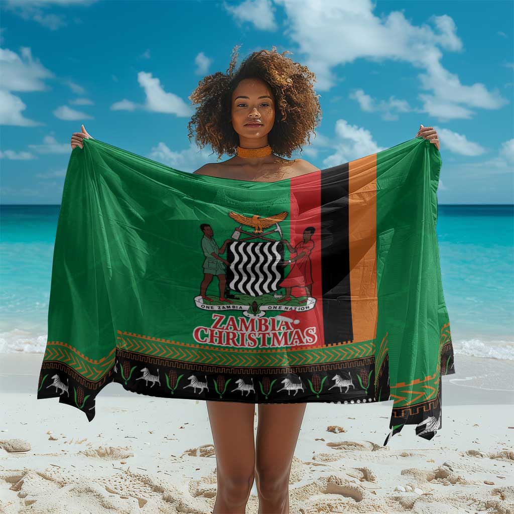 Afro Zambia Christmas Sarong Coat Of Arms With Kente Pattern