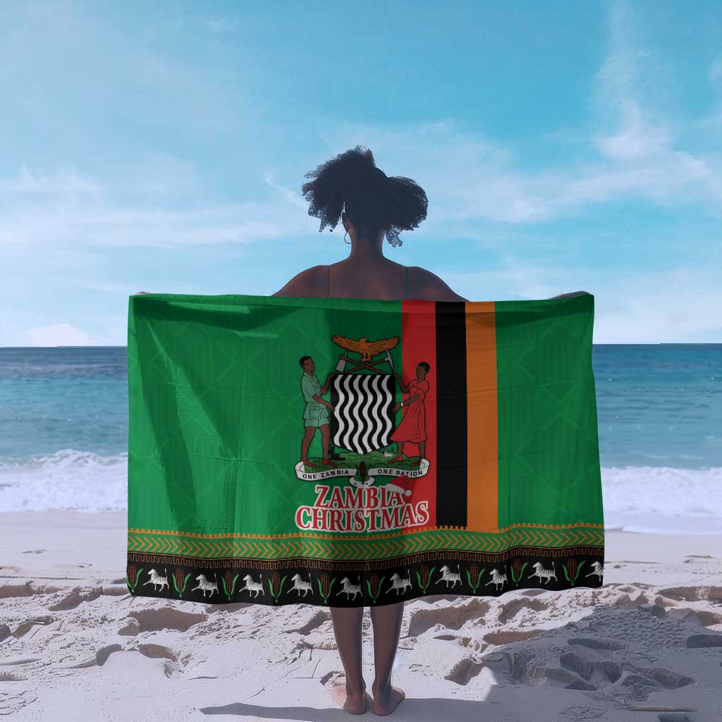 Afro Zambia Christmas Sarong Coat Of Arms With Kente Pattern
