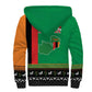 Afro Zambia Christmas Sherpa Hoodie Coat Of Arms With Kente Pattern