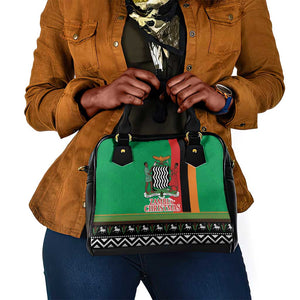 Afro Zambia Christmas Shoulder Handbag Coat Of Arms With Kente Pattern