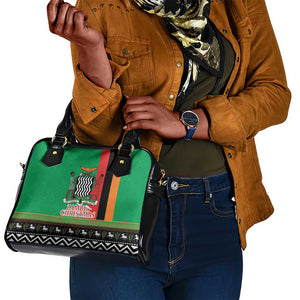 Afro Zambia Christmas Shoulder Handbag Coat Of Arms With Kente Pattern