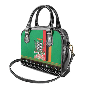 Afro Zambia Christmas Shoulder Handbag Coat Of Arms With Kente Pattern