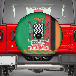 Afro Zambia Christmas Spare Tire Cover Coat Of Arms With Kente Pattern