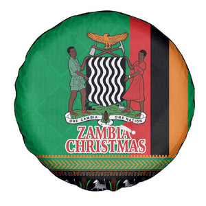 Afro Zambia Christmas Spare Tire Cover Coat Of Arms With Kente Pattern