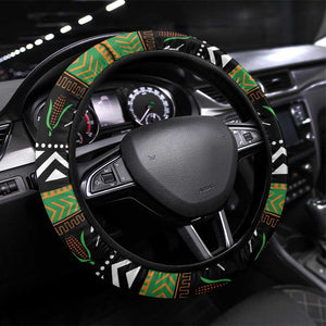 Afro Zambia Christmas Steering Wheel Cover Coat Of Arms With Kente Pattern