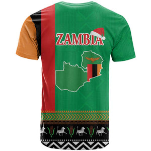 Afro Zambia Christmas T shirt Coat Of Arms With Kente Pattern