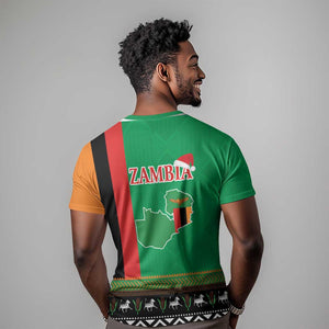 Afro Zambia Christmas T shirt Coat Of Arms With Kente Pattern