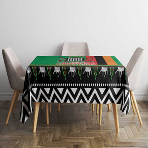 Afro Zambia Christmas Tablecloth Coat Of Arms With Kente Pattern