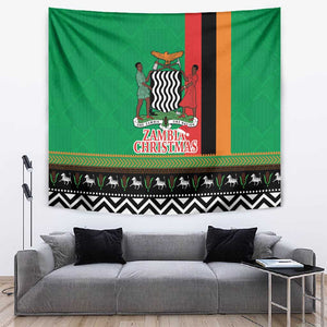 Afro Zambia Christmas Tapestry Coat Of Arms With Kente Pattern