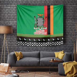 Afro Zambia Christmas Tapestry Coat Of Arms With Kente Pattern