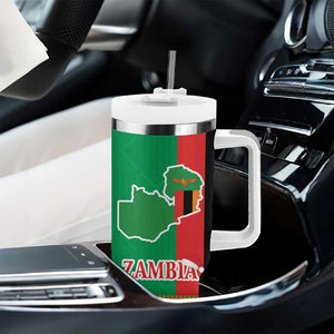 Afro Zambia Christmas Tumbler With Handle Coat Of Arms With Kente Pattern