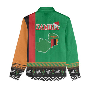 Afro Zambia Christmas Women Casual Shirt Coat Of Arms With Kente Pattern