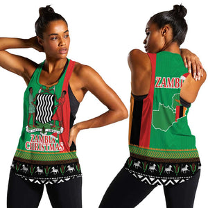 Afro Zambia Christmas Women Racerback Tank Coat Of Arms With Kente Pattern