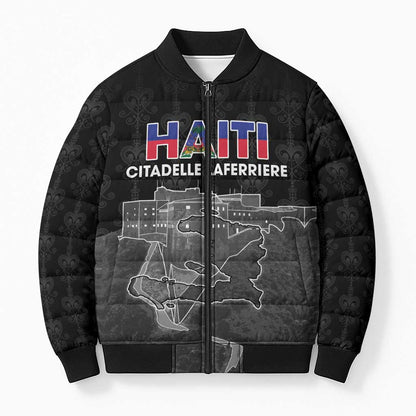 Afro-Haitians Pride Personalized Bomber Puffer Jacket Citadelle Laferriere Veve Vodou