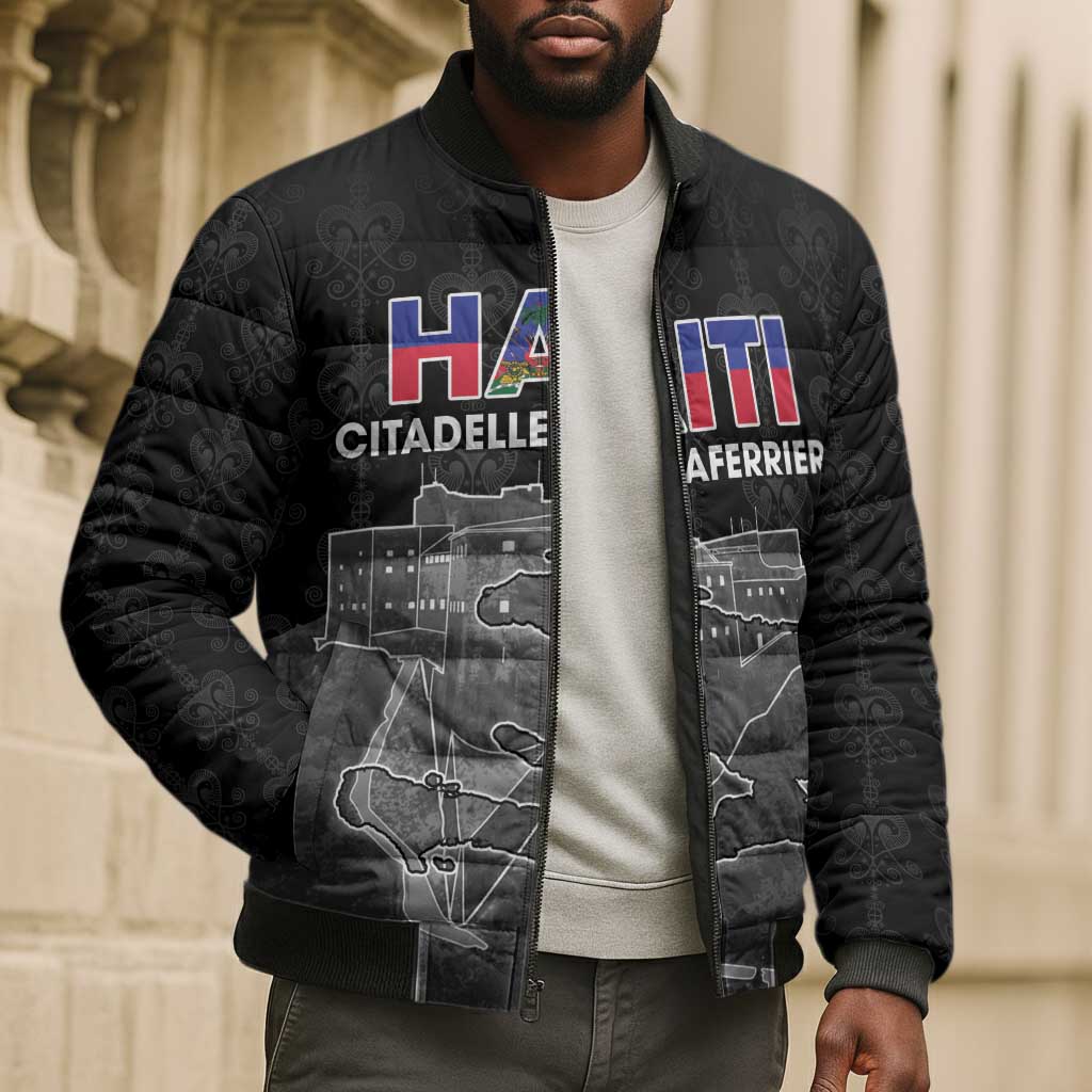 Afro-Haitians Pride Personalized Bomber Puffer Jacket Citadelle Laferriere Veve Vodou