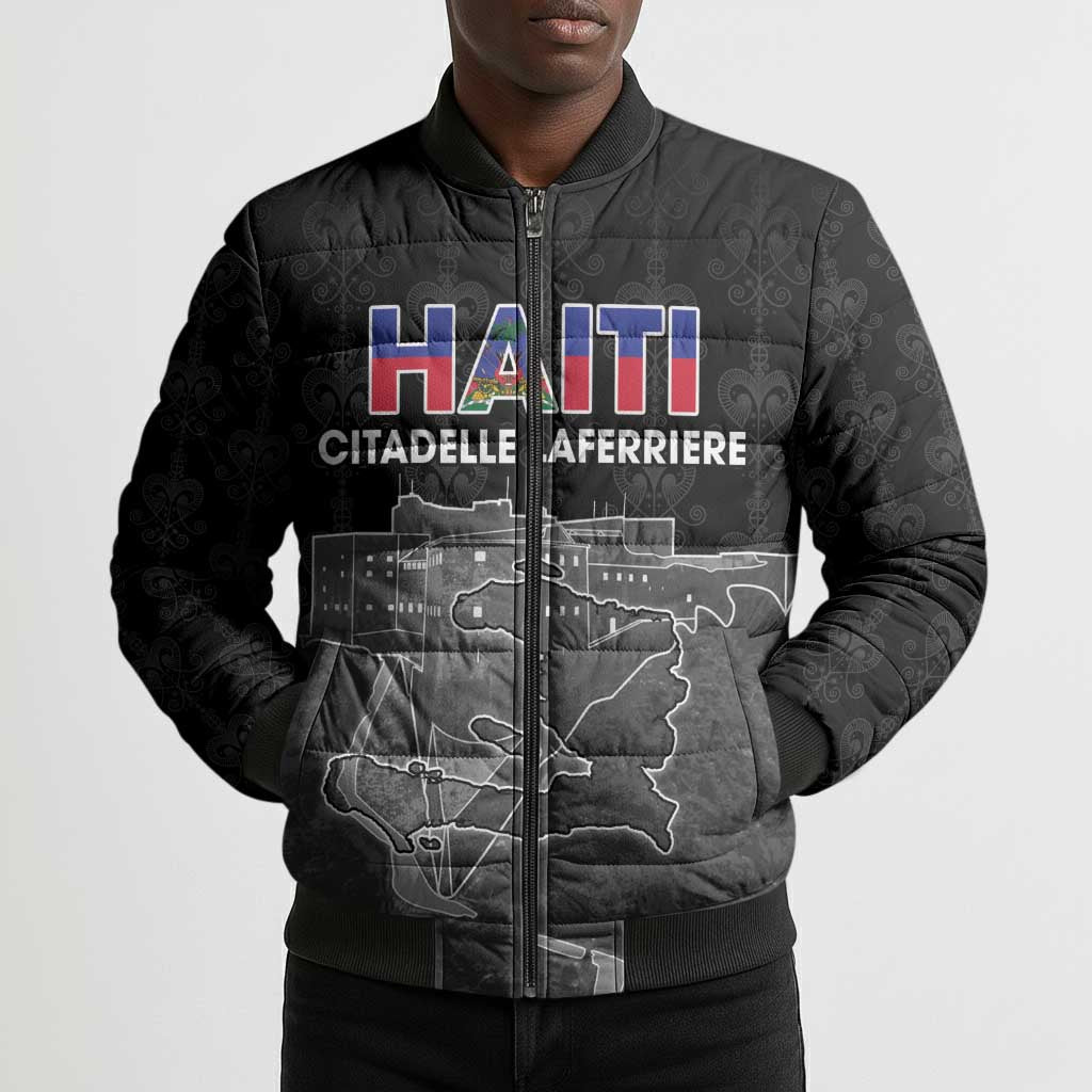 Afro-Haitians Pride Personalized Bomber Puffer Jacket Citadelle Laferriere Veve Vodou