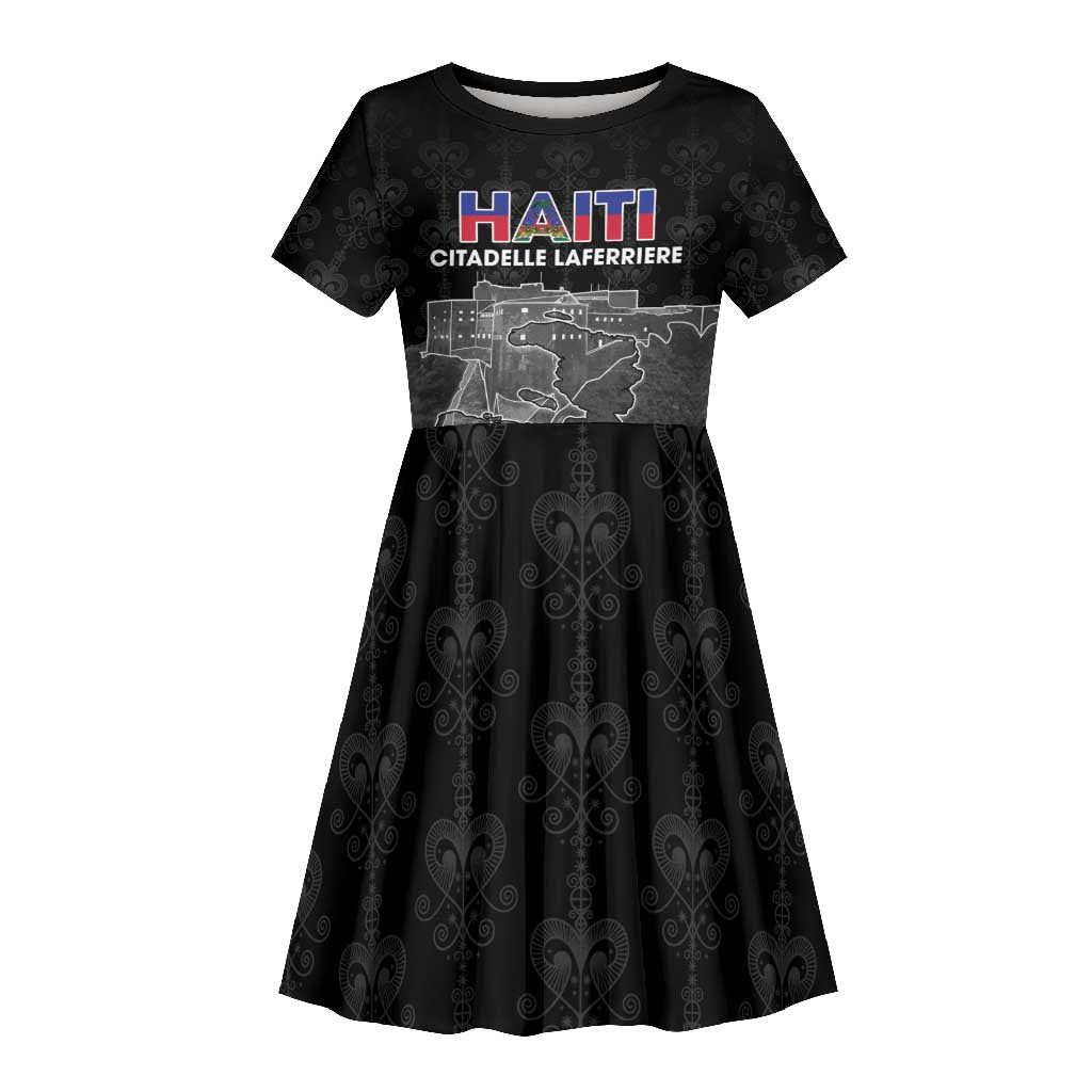 Afro-Haitians Pride Personalized Kid Short Sleeve Dress Citadelle Laferriere Veve Vodou LT18