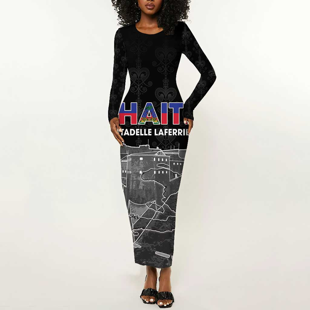 Afro-Haitians Pride Personalized Long Sleeve Bodycon Dress Citadelle Laferriere Veve Vodou - African Pride