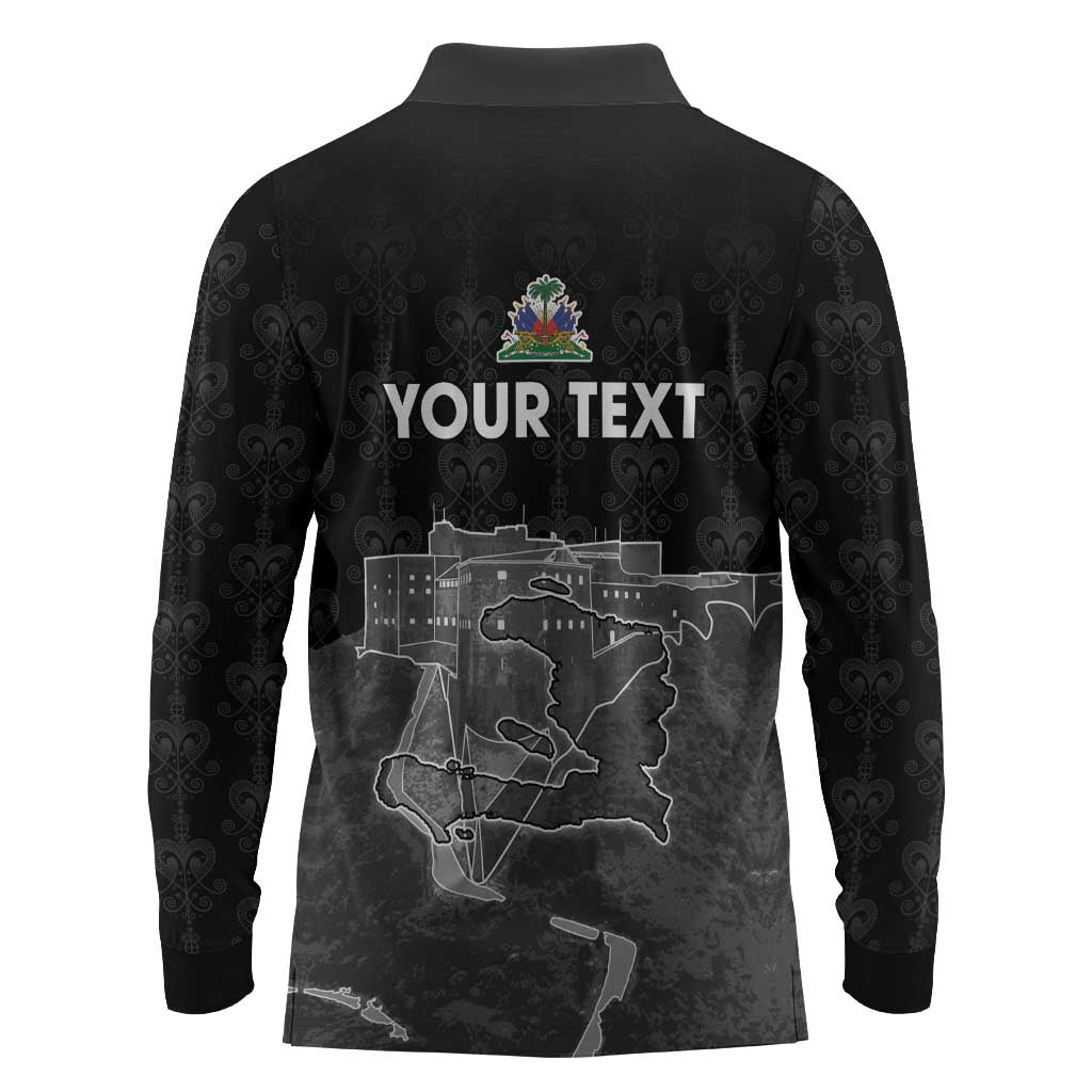 Afro-Haitians Pride Personalized Long Sleeve Polo Shirt Citadelle Laferriere Veve Vodou - African Pride