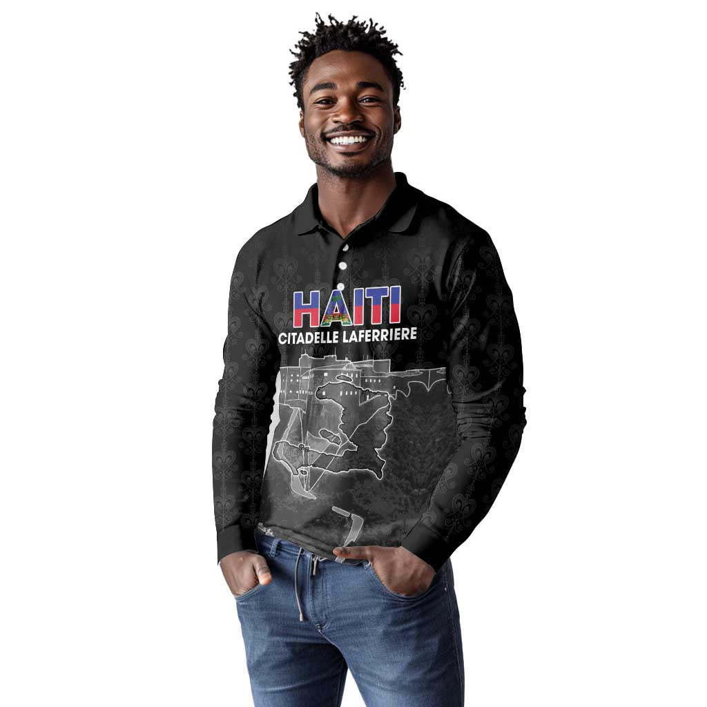 Afro-Haitians Pride Personalized Long Sleeve Polo Shirt Citadelle Laferriere Veve Vodou - African Pride