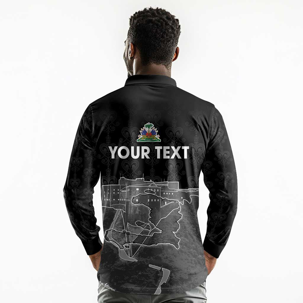 Afro-Haitians Pride Personalized Long Sleeve Polo Shirt Citadelle Laferriere Veve Vodou - African Pride