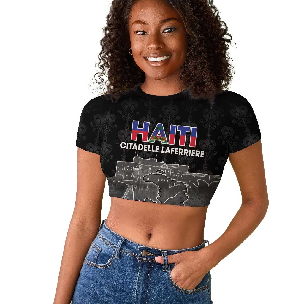 Afro-Haitians Pride Personalized Raglan Cropped T shirt Citadelle Laferriere Veve Vodou LT18