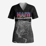 Afro-Haitians Pride Personalized Scrub Top Citadelle Laferriere Veve Vodou - African Pride