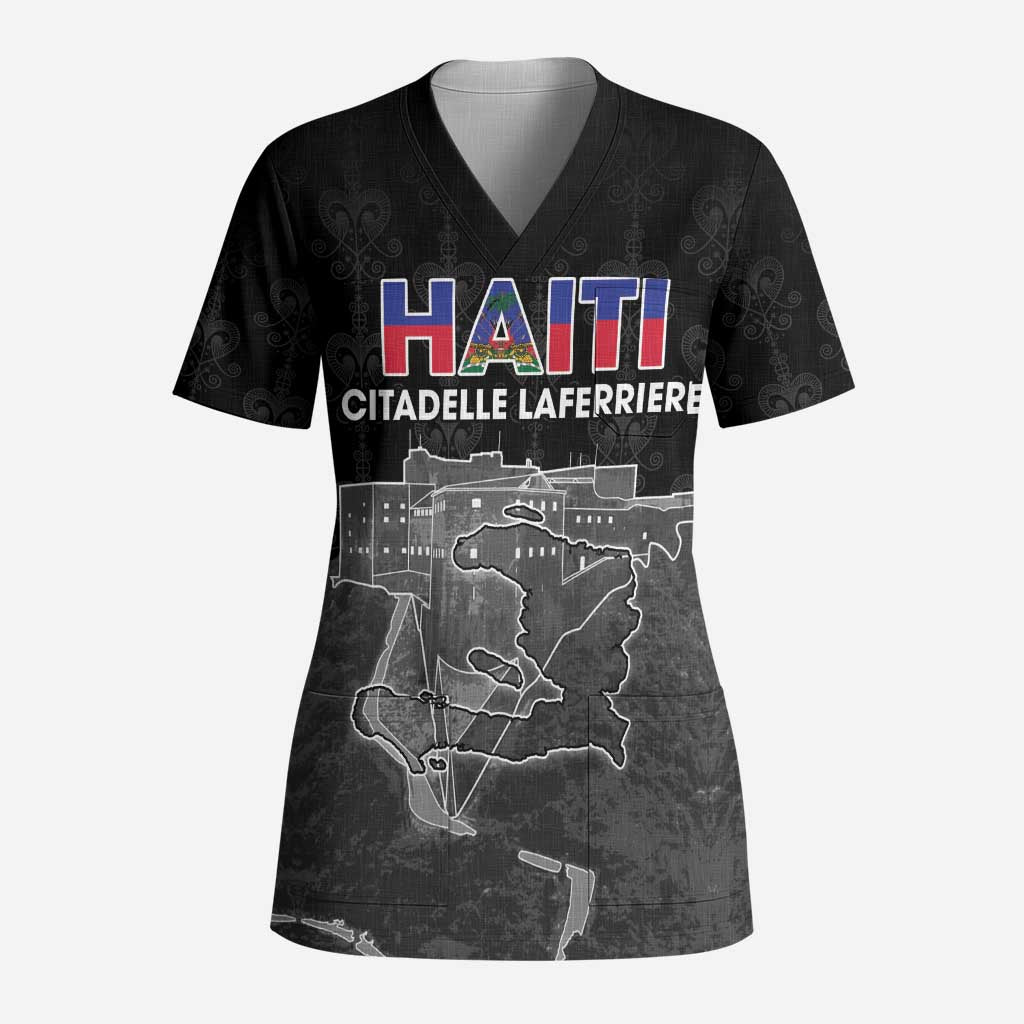 Afro-Haitians Pride Personalized Scrub Top Citadelle Laferriere Veve Vodou - African Pride