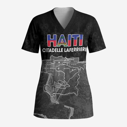 Afro-Haitians Pride Personalized Scrub Top Citadelle Laferriere Veve Vodou - African Pride