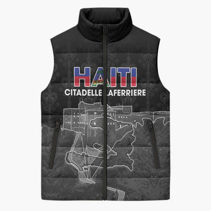 Afro-Haitians Pride Personalized Sleeveless Puffer Jacket Citadelle Laferriere Veve Vodou
