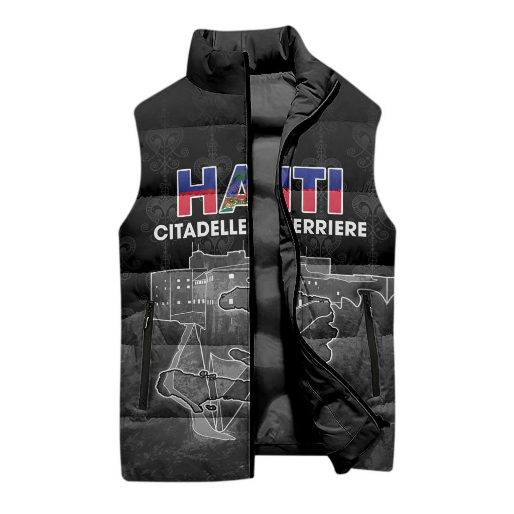 Afro-Haitians Pride Personalized Sleeveless Puffer Jacket Citadelle Laferriere Veve Vodou