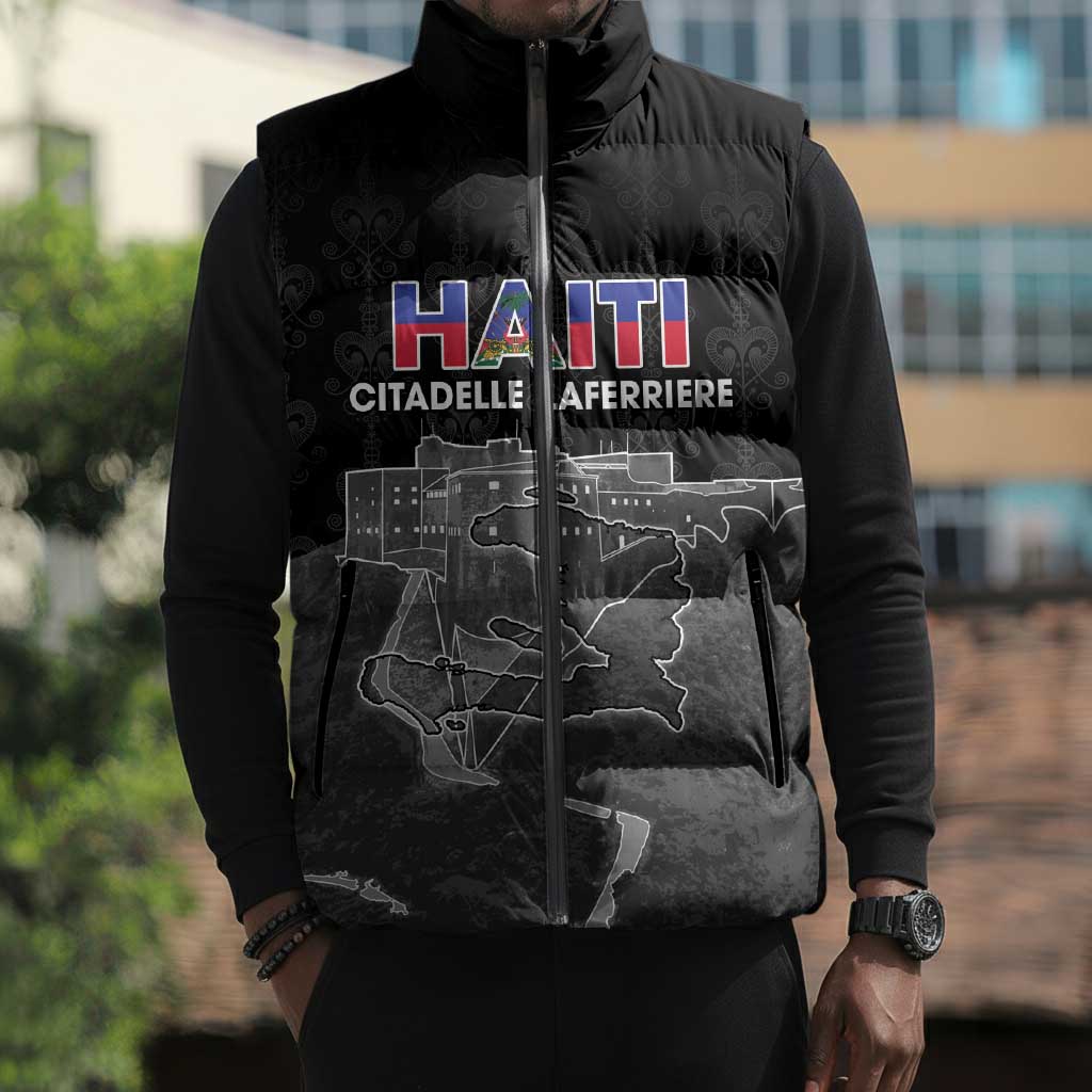 Afro-Haitians Pride Personalized Sleeveless Puffer Jacket Citadelle Laferriere Veve Vodou