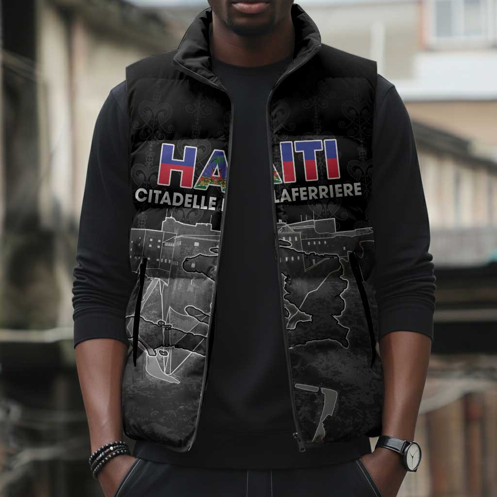 Afro-Haitians Pride Personalized Sleeveless Puffer Jacket Citadelle Laferriere Veve Vodou