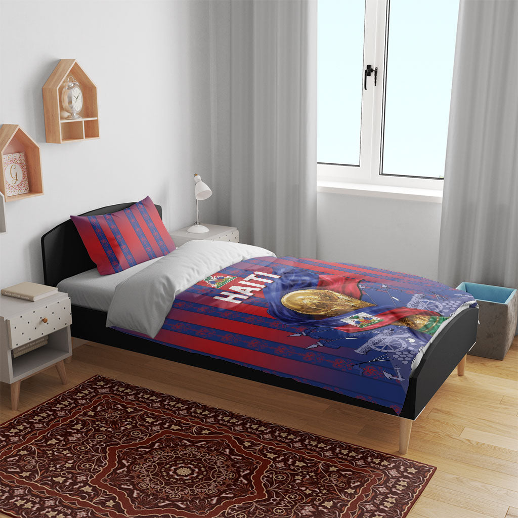 Haiti Football 2026 Bedding Set Les Grenadiers Voodoo Veve Pride