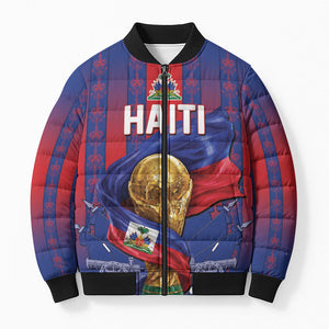 Custom Haiti Football 2026 Bomber Puffer Jacket Les Grenadiers Voodoo Veve Pride