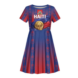 Custom Haiti Football 2026 Kid Short Sleeve Dress Les Grenadiers Voodoo Veve Pride