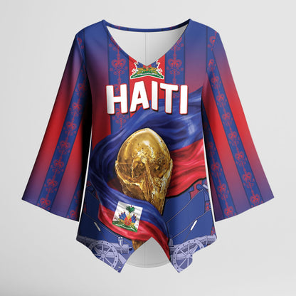 Custom Haiti Football 2026 Kimono Sleeve Blouse Les Grenadiers Voodoo Veve Pride
