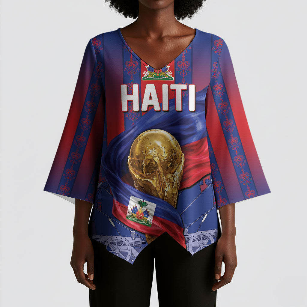 Custom Haiti Football 2026 Kimono Sleeve Blouse Les Grenadiers Voodoo Veve Pride