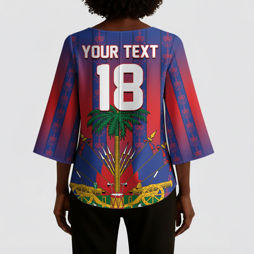 Custom Haiti Football 2026 Kimono Sleeve Blouse Les Grenadiers Voodoo Veve Pride