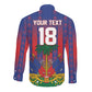 Custom Haiti Football 2026 Long Sleeve Button Shirt Les Grenadiers Voodoo Veve Pride
